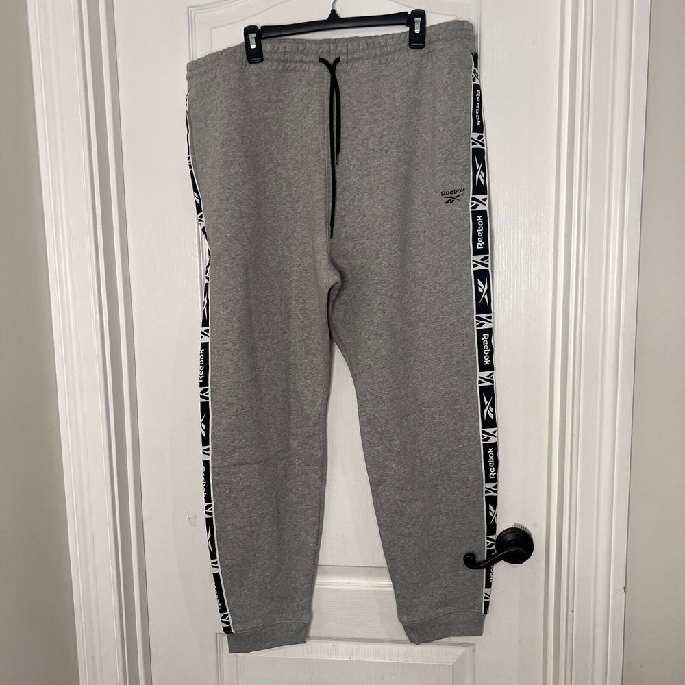 Reebok Mens RI Tape Jogger Pants Medium Grey Heather Size XL HB2163‎ NEW